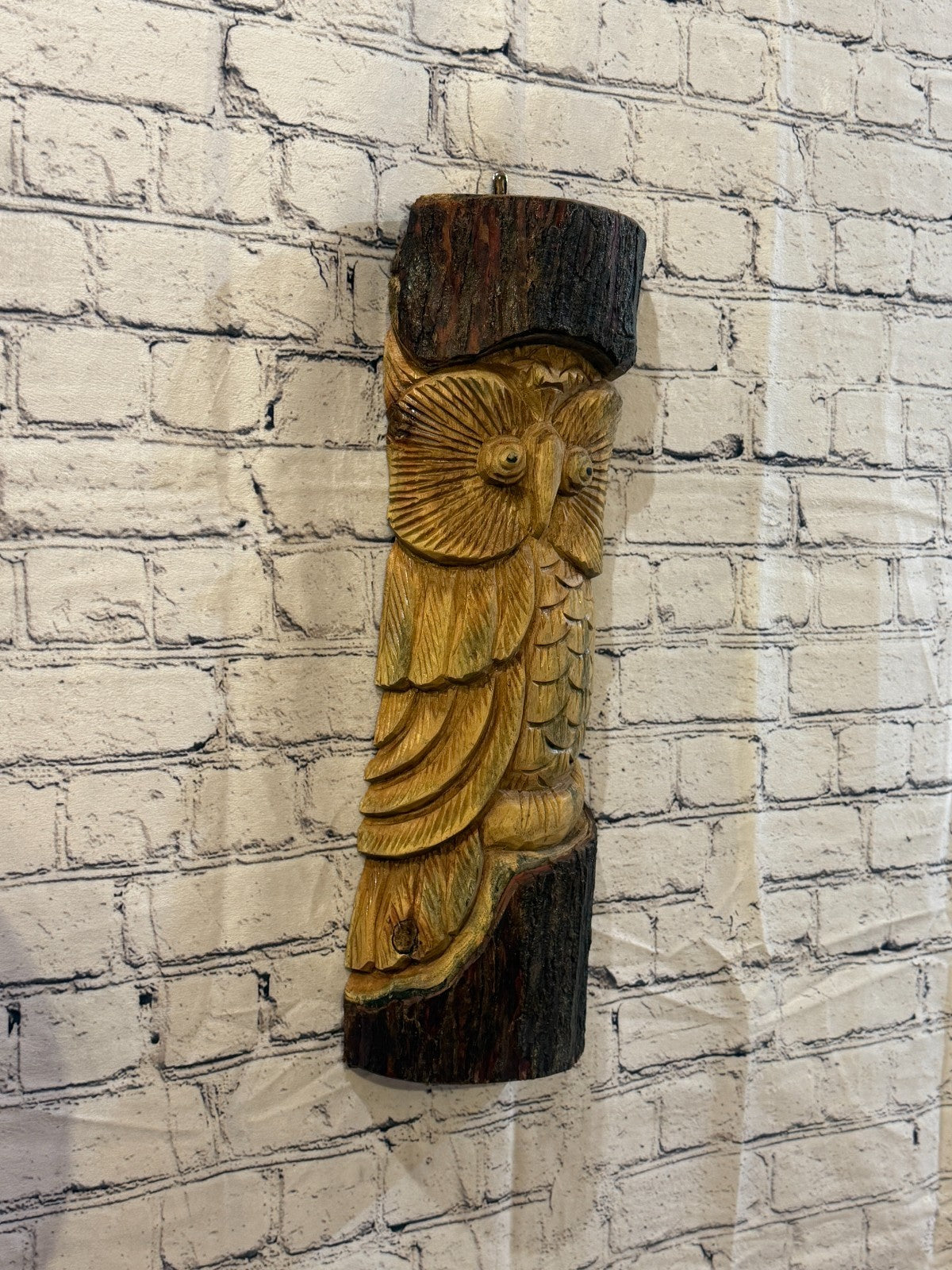 Owl Of The Woods 50cm Hand Carved Wizard Tree Trunk Wood Fairtrade0
