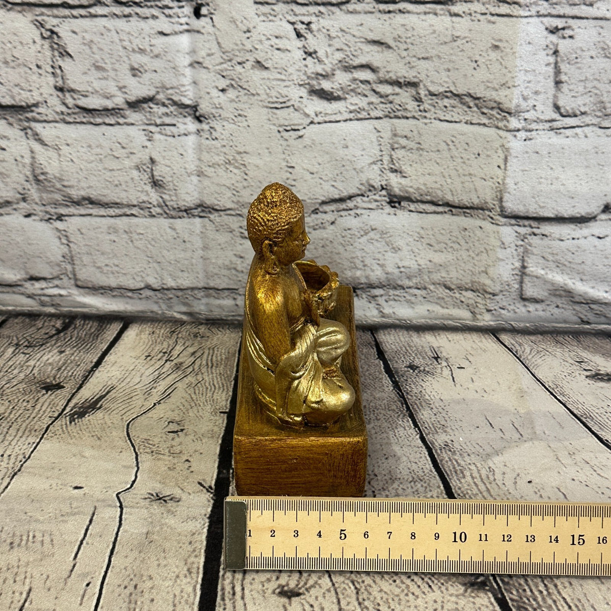 Gold & Bronze 15cm x 15cm Thai Buddha Tea Light Holder Statue Resin Hindu8