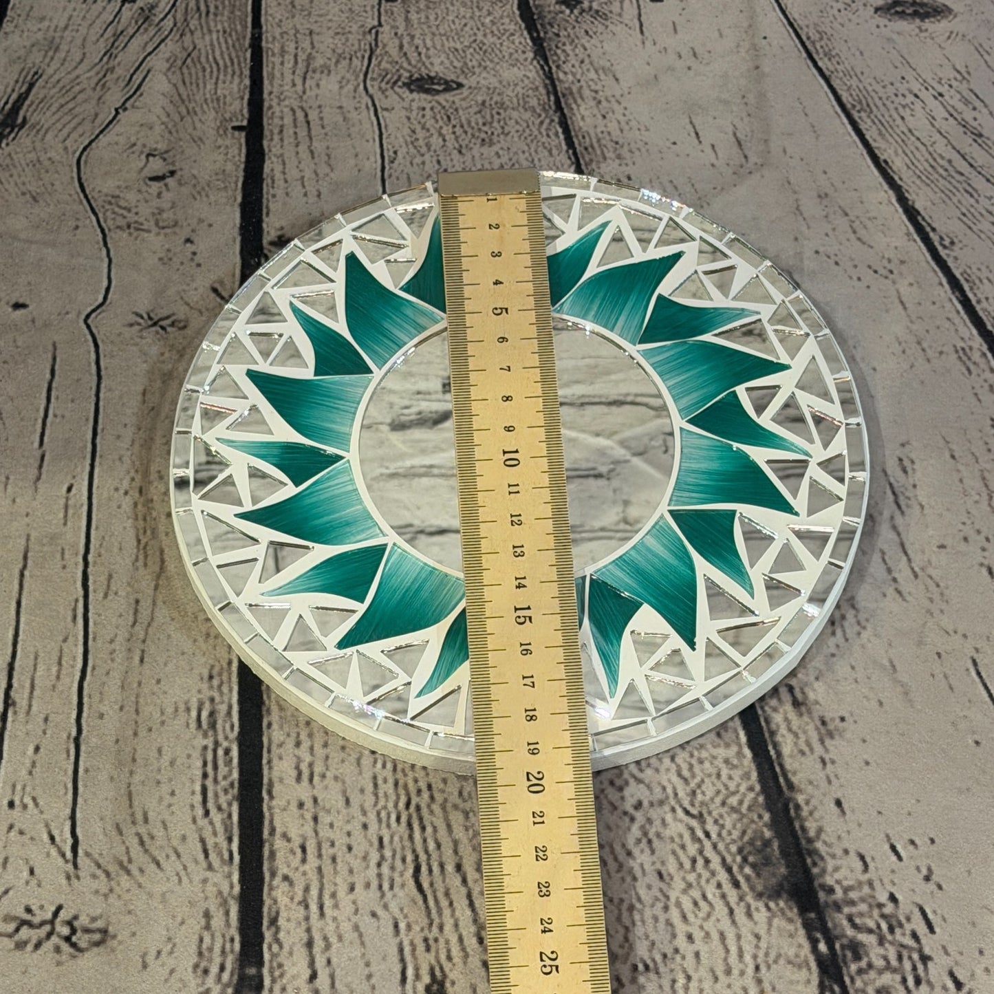 Green Sun Flame Mosaic Tile Wall Mirror 20cm x 20cm 8 Inches Handmade4