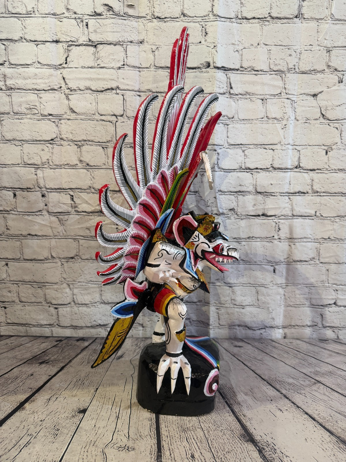 70cm White Balinese Carved Sculpture Winged Garuda Painted Wood  Vishnu Hindu3