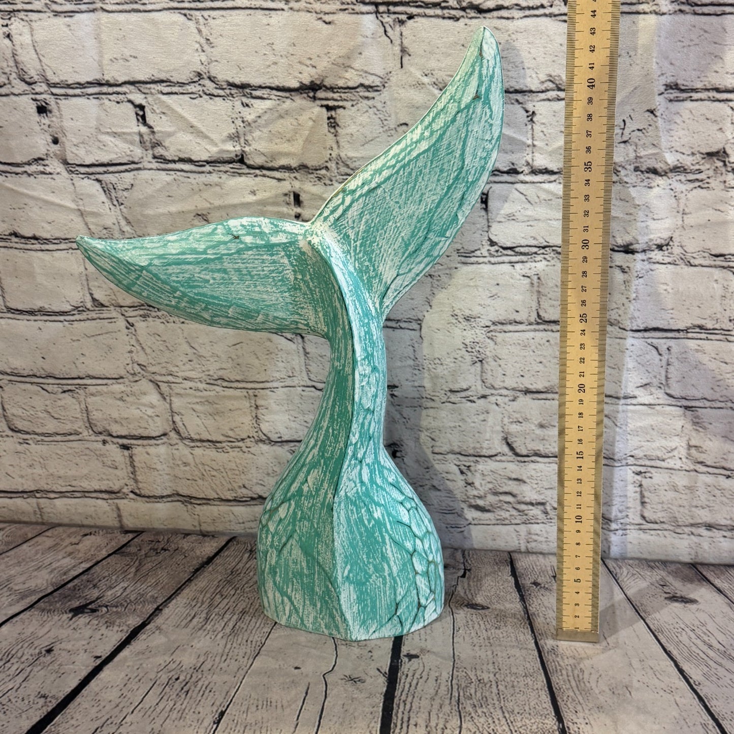 40cm x 40cm Whale Tail Green Fish Wood Coastal Ocean Bathroom Decoration5
