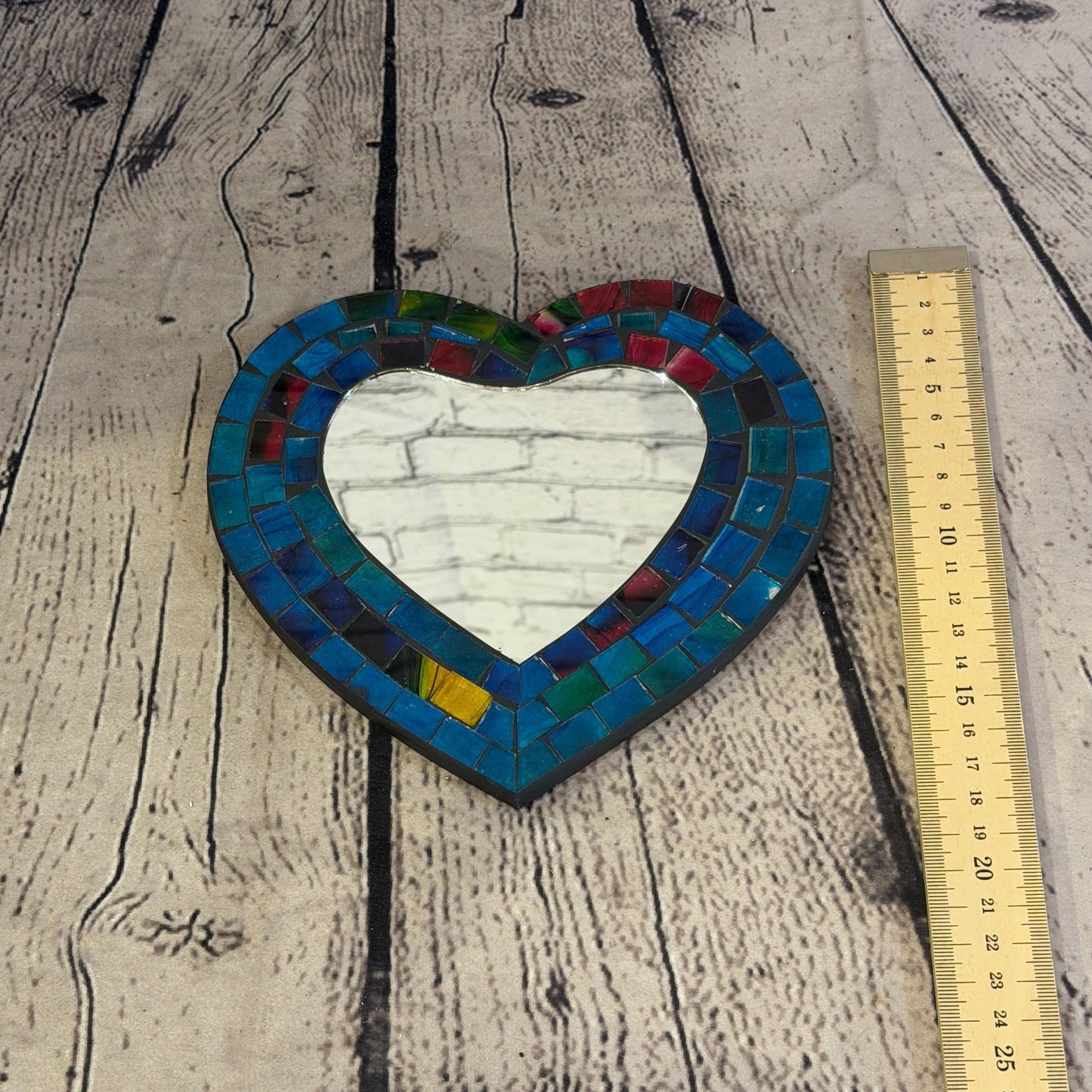 Blue Heart Shape Mosaic Tile Wall Mirror 20cm x 15cm 8 Inches Handmade New5