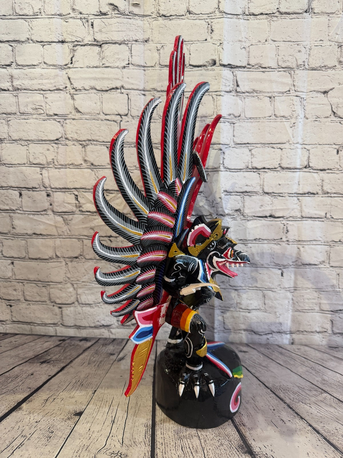 70cm Black Balinese Carved Sculpture Winged Garuda Painted Wood  Vishnu Hindu3