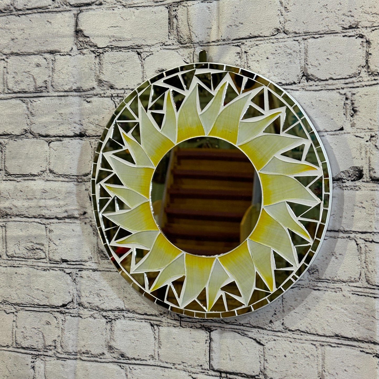 White Sun Flame Mosaic Tile Wall Mirror 30cm x 30cm 12 Inches1