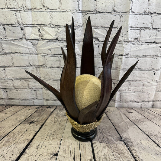 White Brown Leaf Natural 45cm Tall Leaf Lamp Twist LED UK Mains Plug Design 60