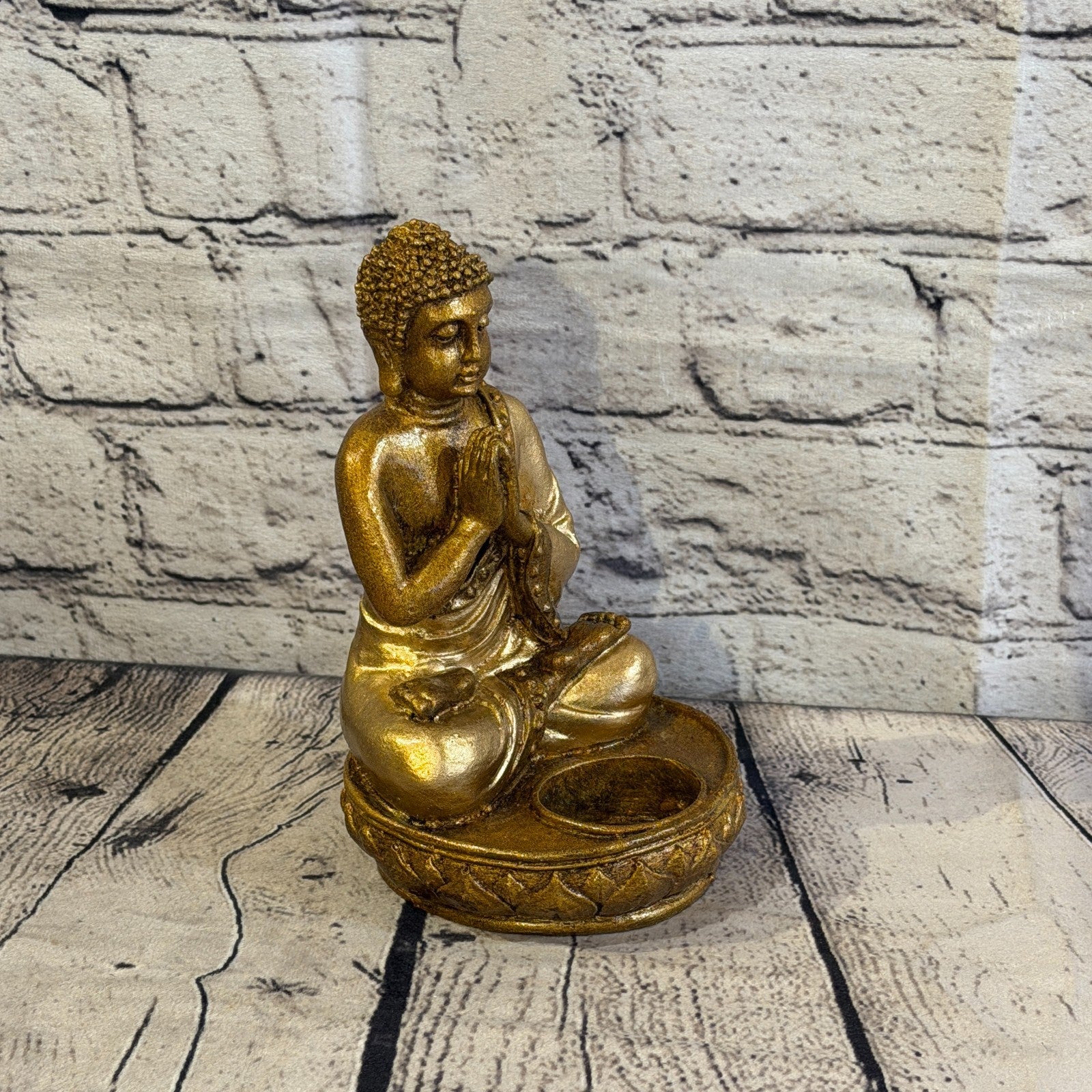 Bronze & Bronze 20cm x 10cm Thai Buddha Tea Light Holder Statue Resin Hindu2