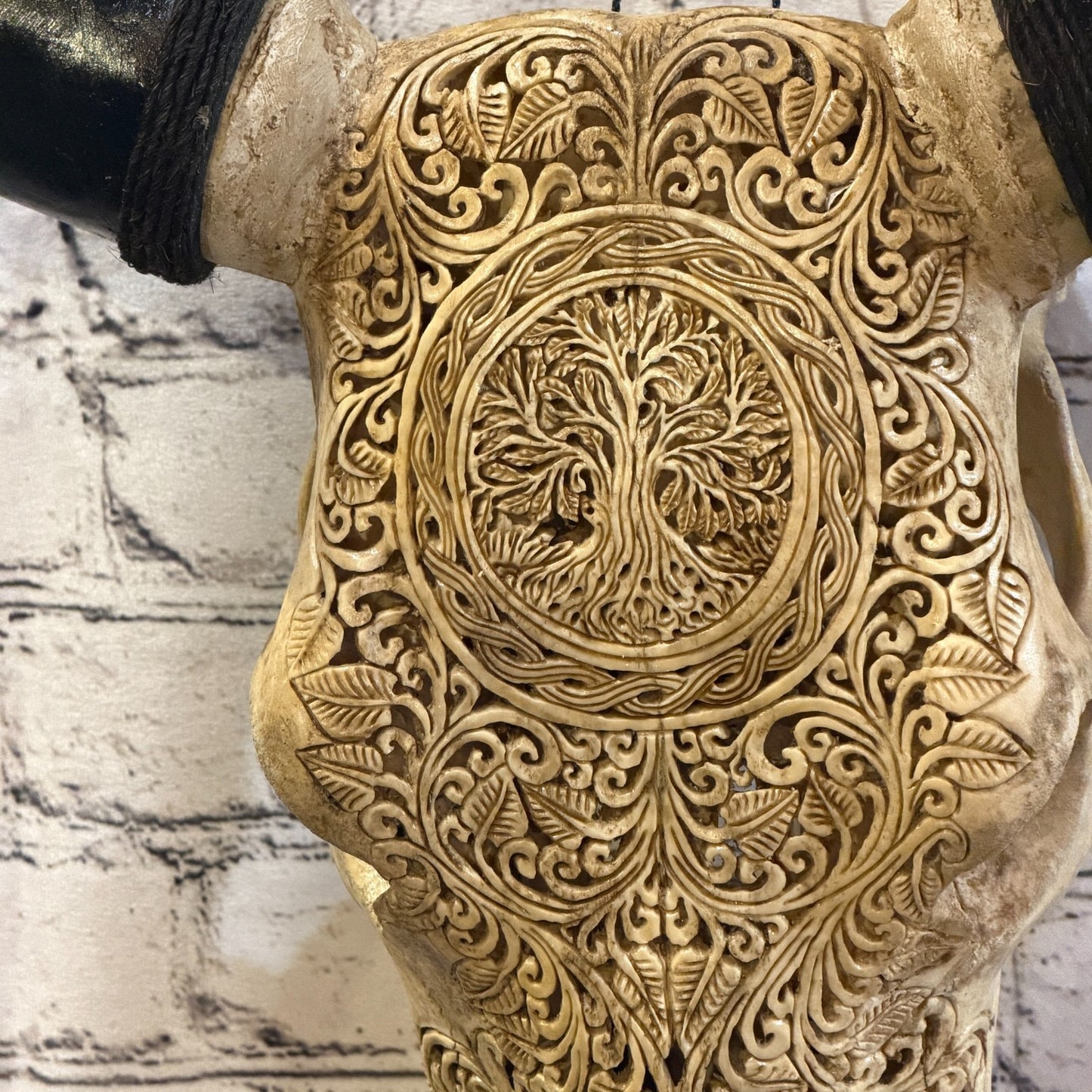 50cm Carved Buffalo Ram Wild Replica Skulls Wall Hanging Carved Design 53