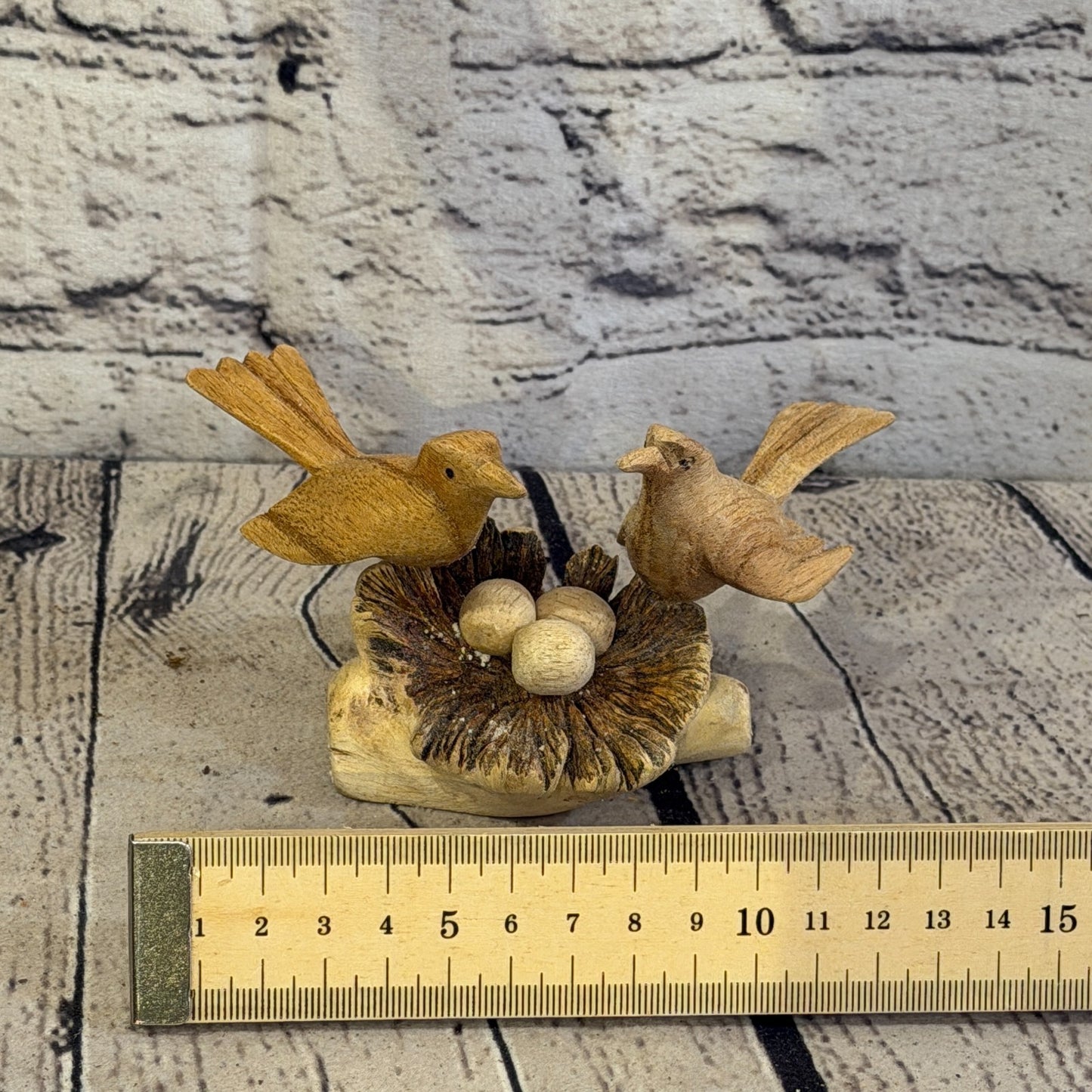 15cm Double Bird Mushroom Parasite Ornament Natural Carving Fair trade Wooden6