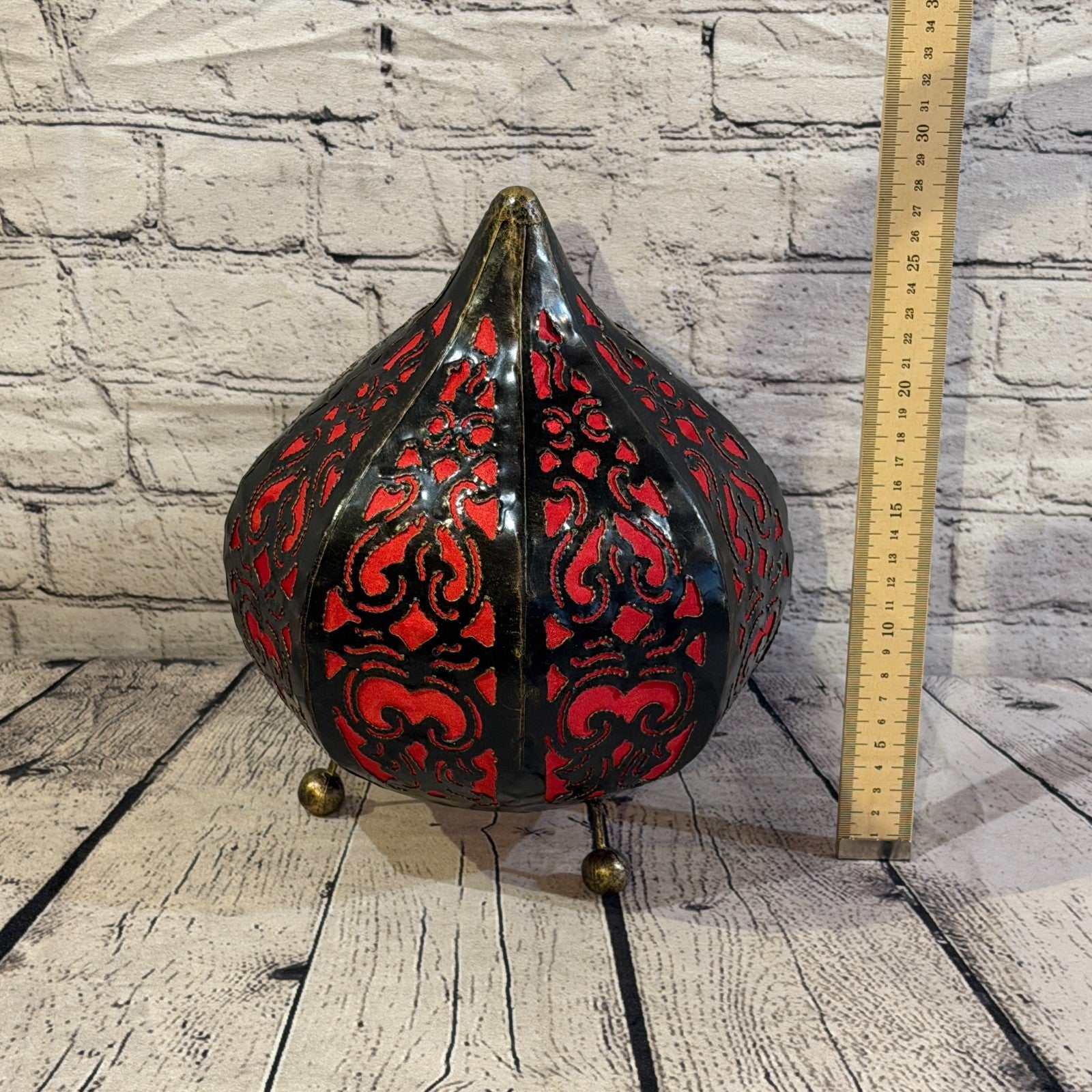 30cm x 20cm Metal Fabric Red Moroccan Style Tall Lamp Twist LED UK Mains Plug3