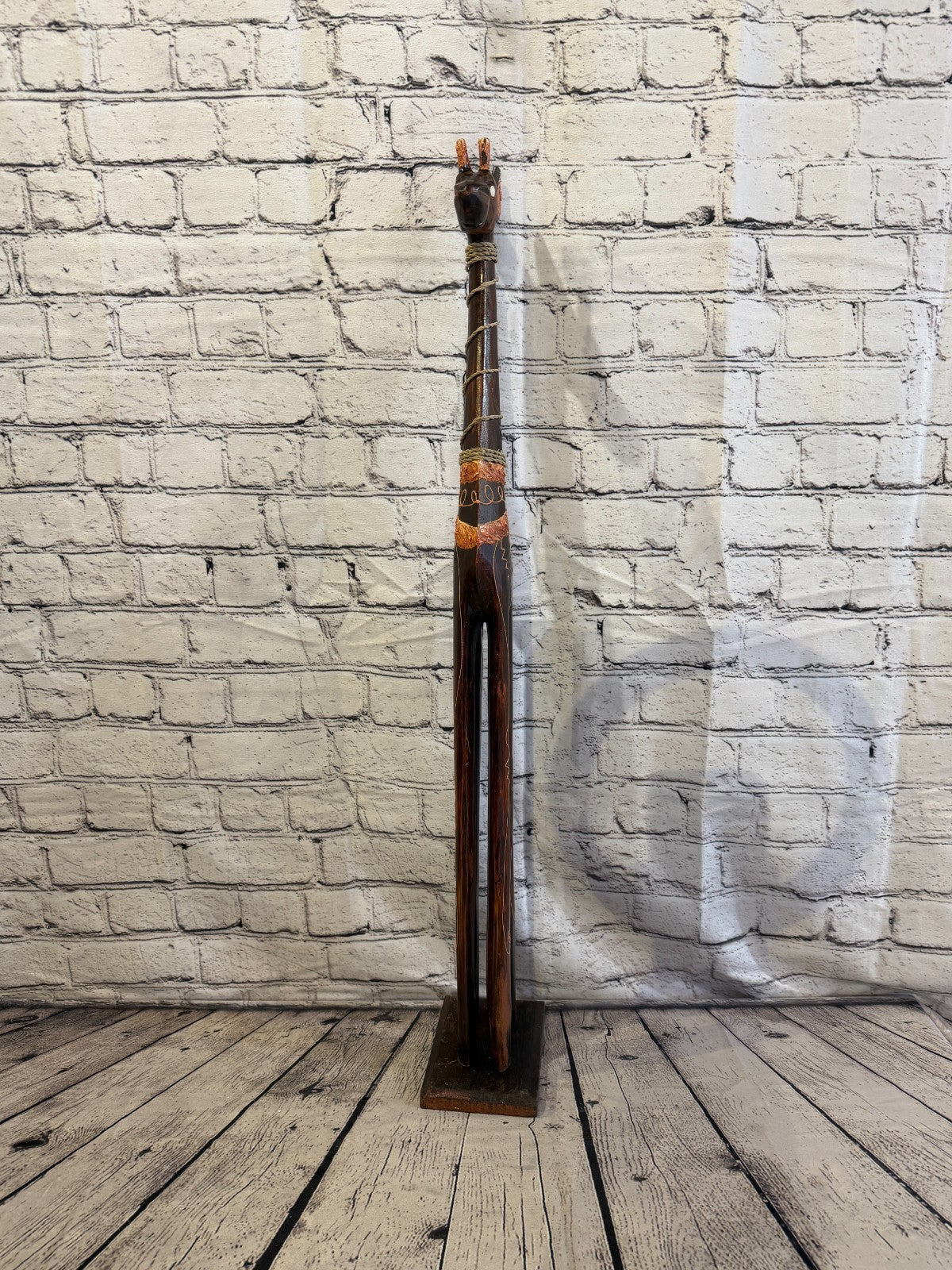 80cm Brown Wooden Giraffe Standing Single Carved Solid Wood Giraffe Handmade1
