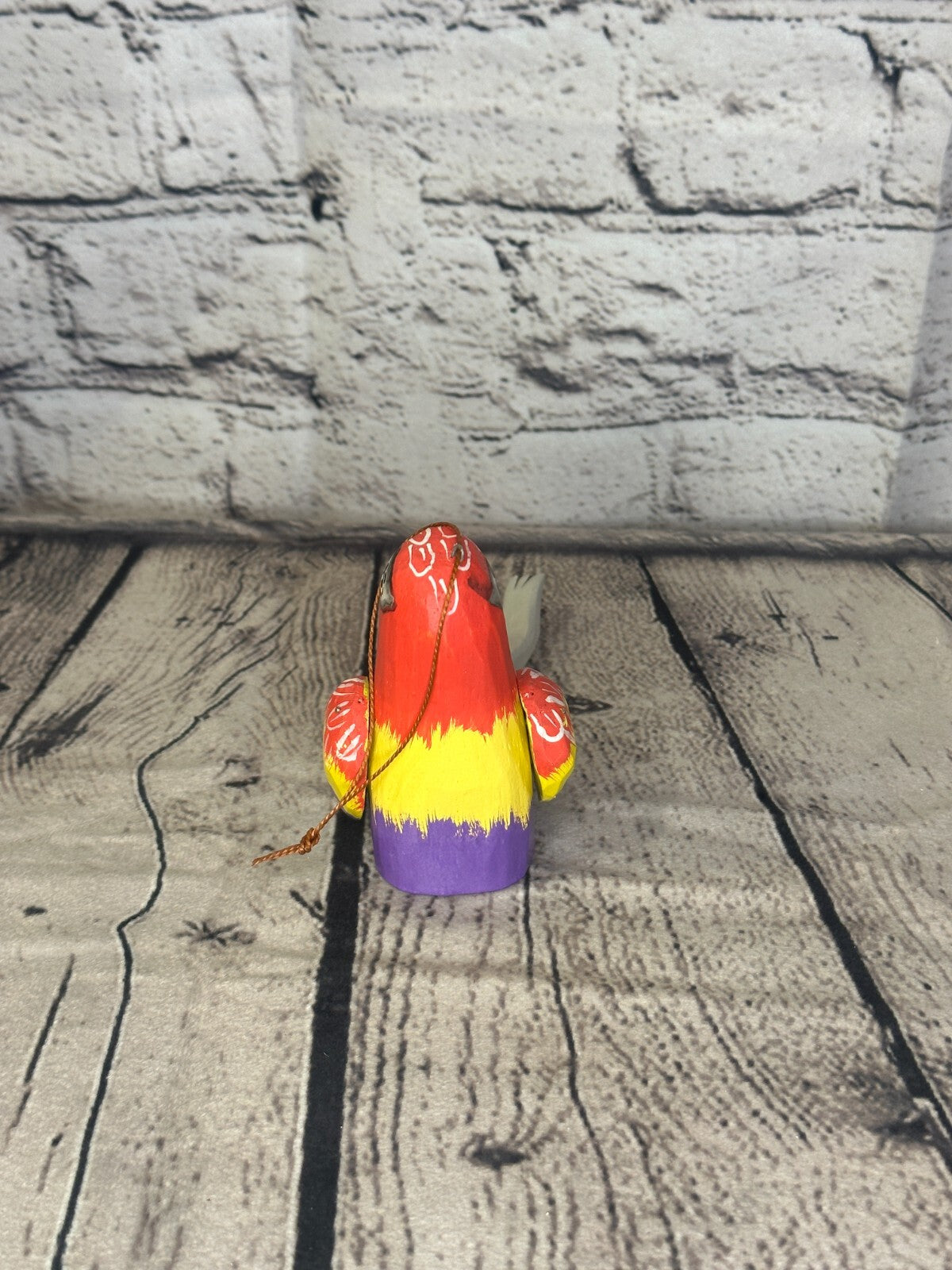 10cm Bright Parrot Sitting Animal, Wooden Shelf Ornament Handmade and Fairtrade5