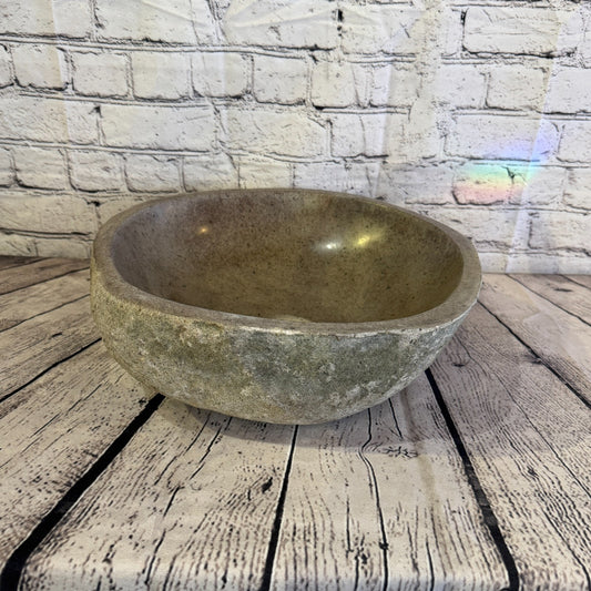 35cm x 33cm Wash Basin Bathroom Counter Top Washing River Stone Bowl Sink No 250