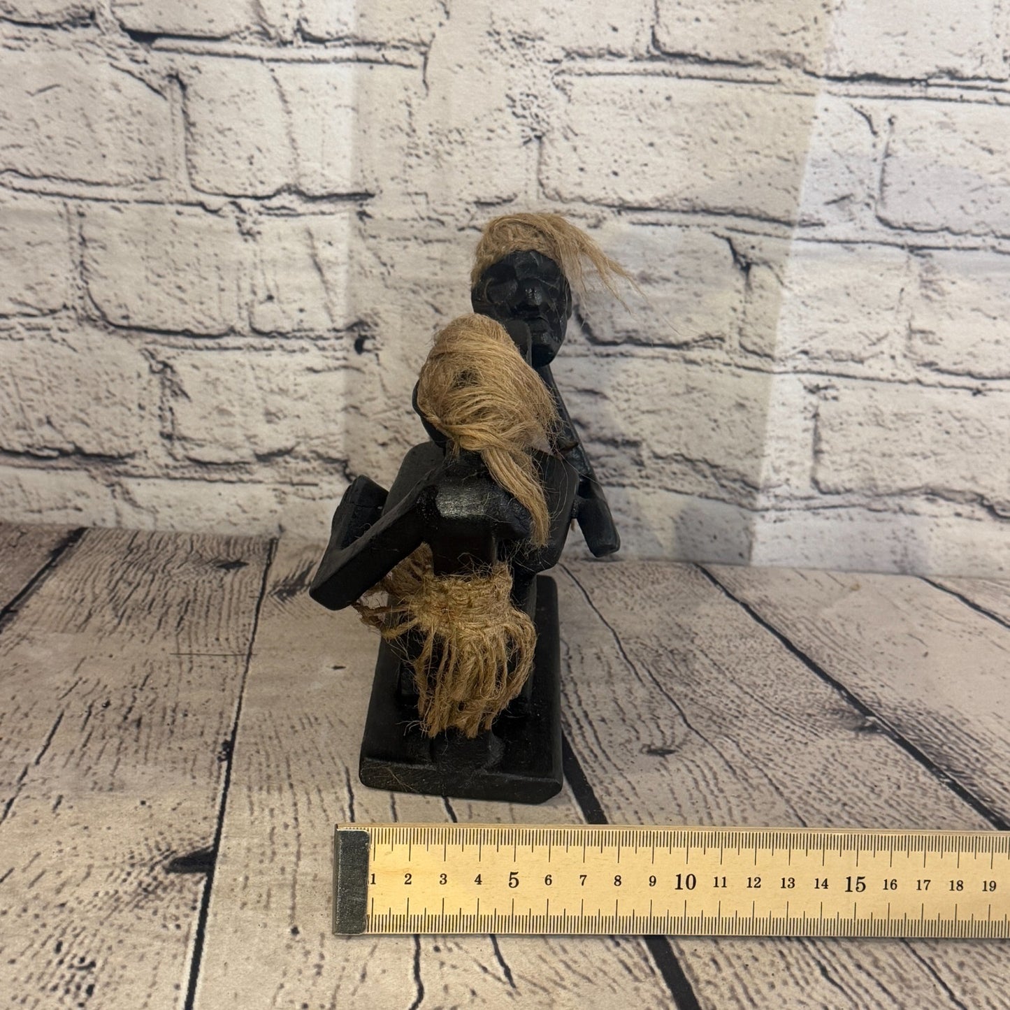 15cm Arm Wrestling African Tribal Warrior Man Figure Statue Wood Hand Carved7