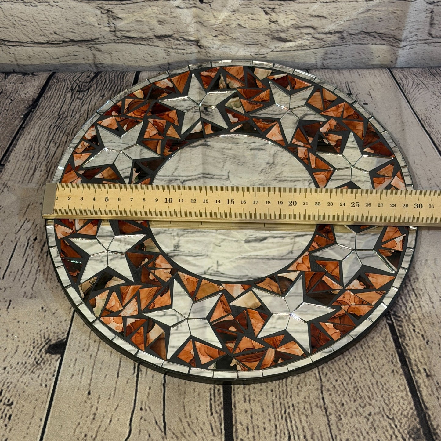 Orange Star Black Mosaic Tile Wall Mirror 30cm x 30cm 12 Inches Handmade3