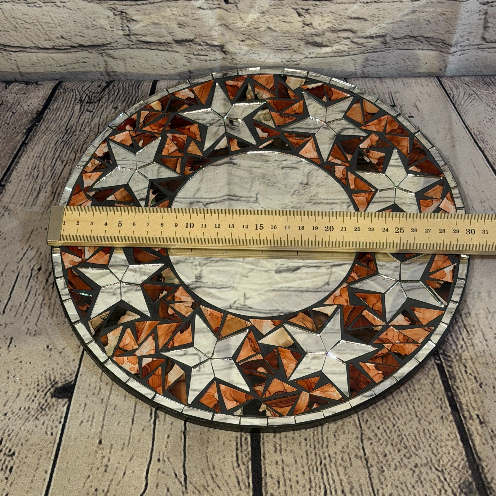 Orange Star Black Mosaic Tile Wall Mirror 30cm x 30cm 12 Inches Handmade3