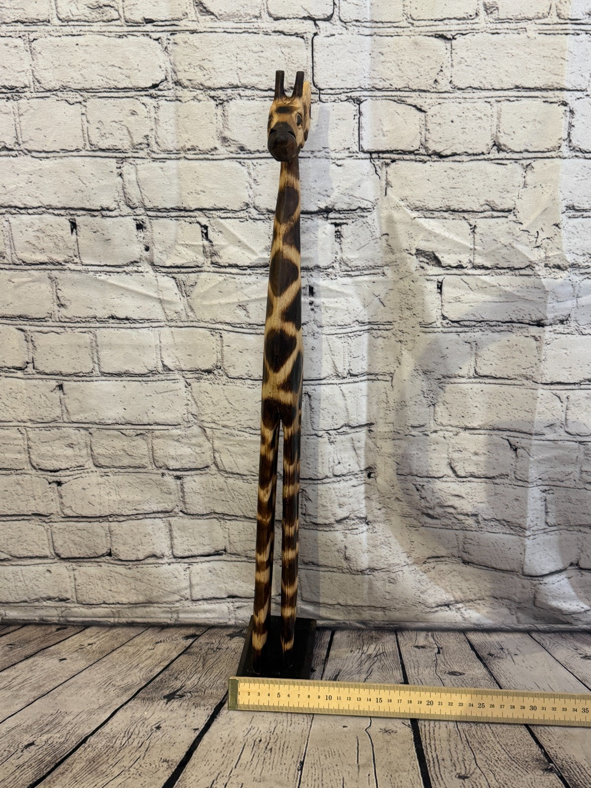 60cm Burnt Wooden Giraffe Standing Single Carved Solid Wood Giraffe Handmade7