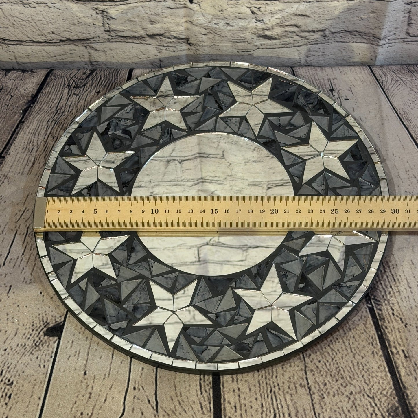 Grey Black Star Black Mosaic Tile Wall Mirror 30cm x 30cm 12 Inches Handmade3