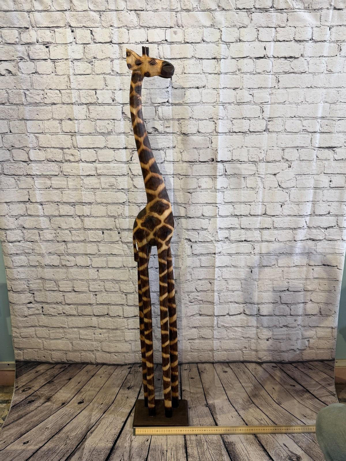 200cm Burnt Wooden Giraffe Standing Single Carved Solid Wood Giraffe Handmade6