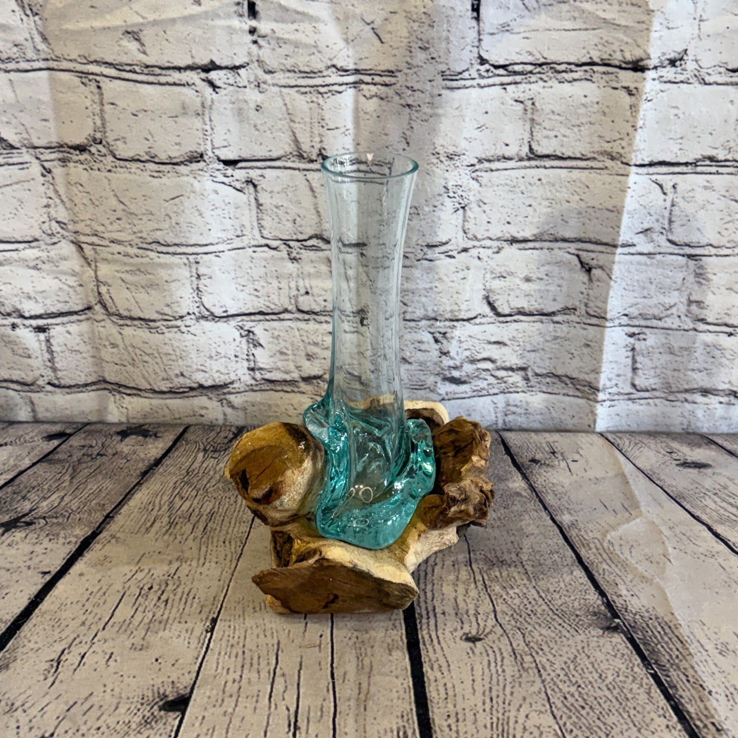 25cm Tall Vase Colour Melted Glass Wood Decorative Vase Glass Sculpture Crafted1