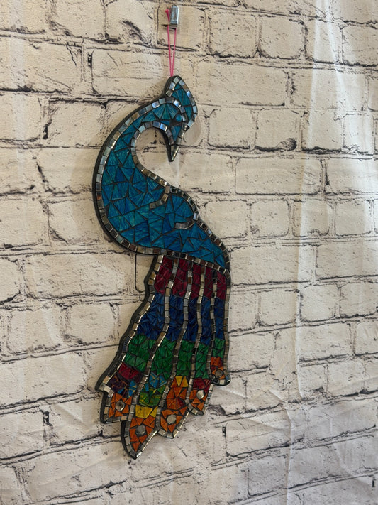 Rainbow Blue Peacock Mosaic Tile Wall Mirror 45cm x 20cm Handmade New0