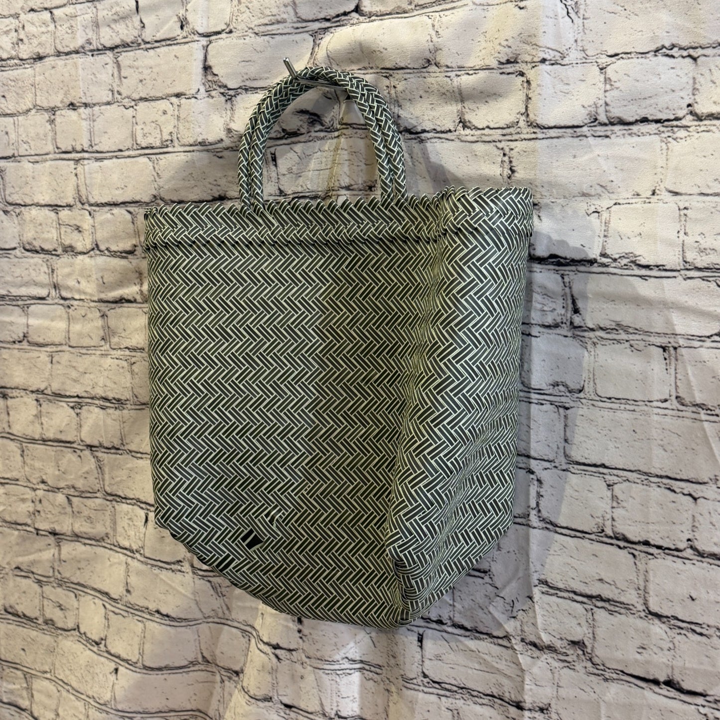 Grey 40cm Handwoven Tote Bag Recycled Plastic Eco-Friendly Market Beach1
