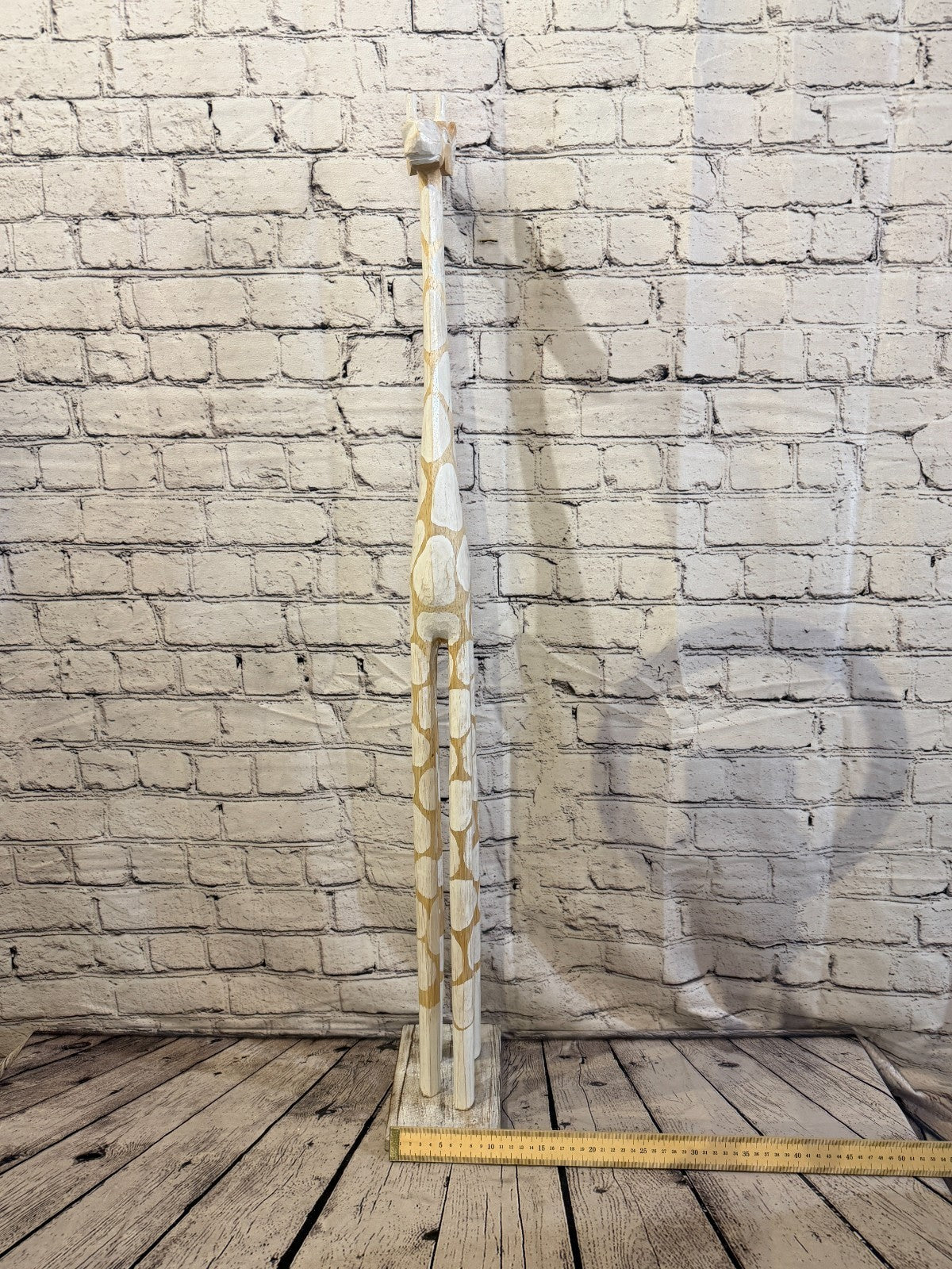 100cm White Dot Wooden Giraffe Standing Single Carve Solid Wood Giraffe Handmade7