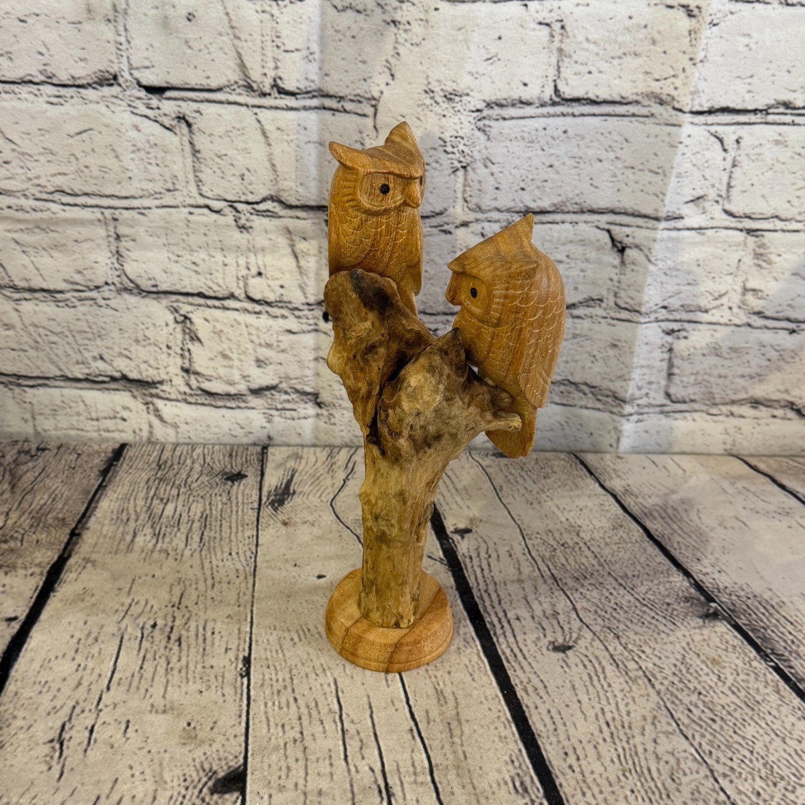 25cm Double Owl Mushroom Parasite Ornament Natural Carving Fair trade Wooden1