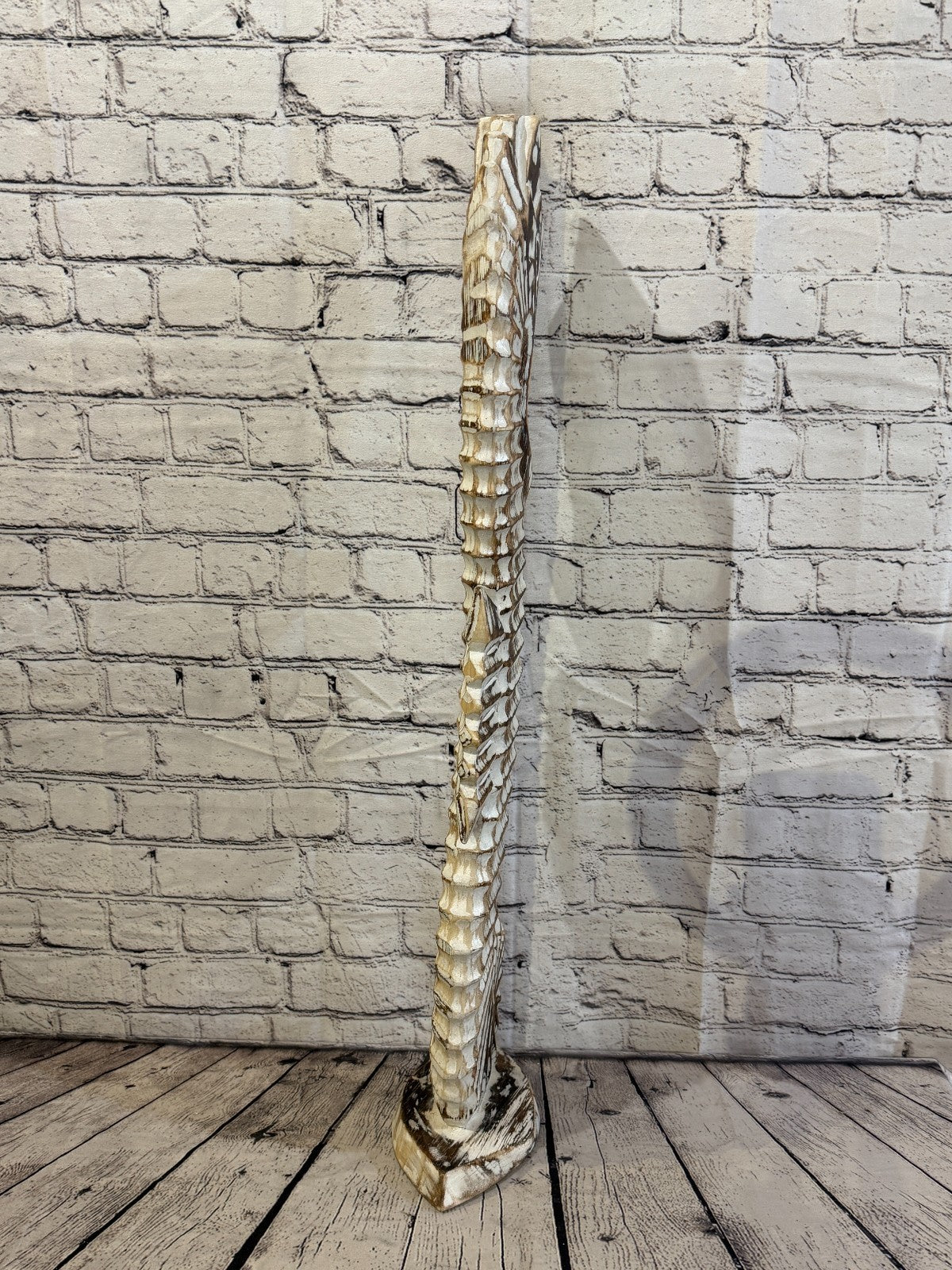 80cm Brown Wooden Shabby Seahorse Statue Ornament Fair Trade Handcarved4