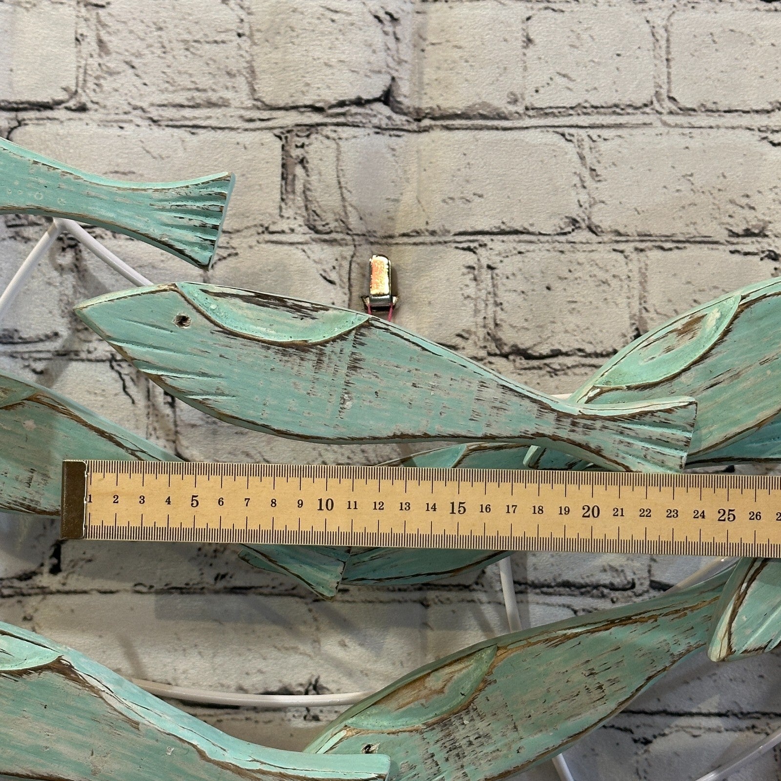 80cm Green Blue Shoal Of Fish On Wood   Fish Decoration Fish Shoal Sprats Fish6