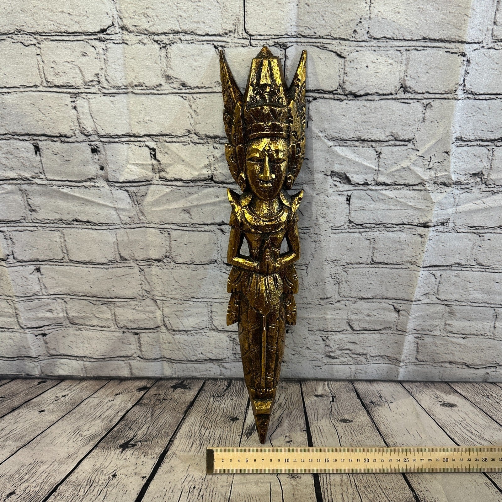 Gold Antique Colour Sita Dewi Bali Rice Goddess Wings Mermaid Wood 50cm Pair6
