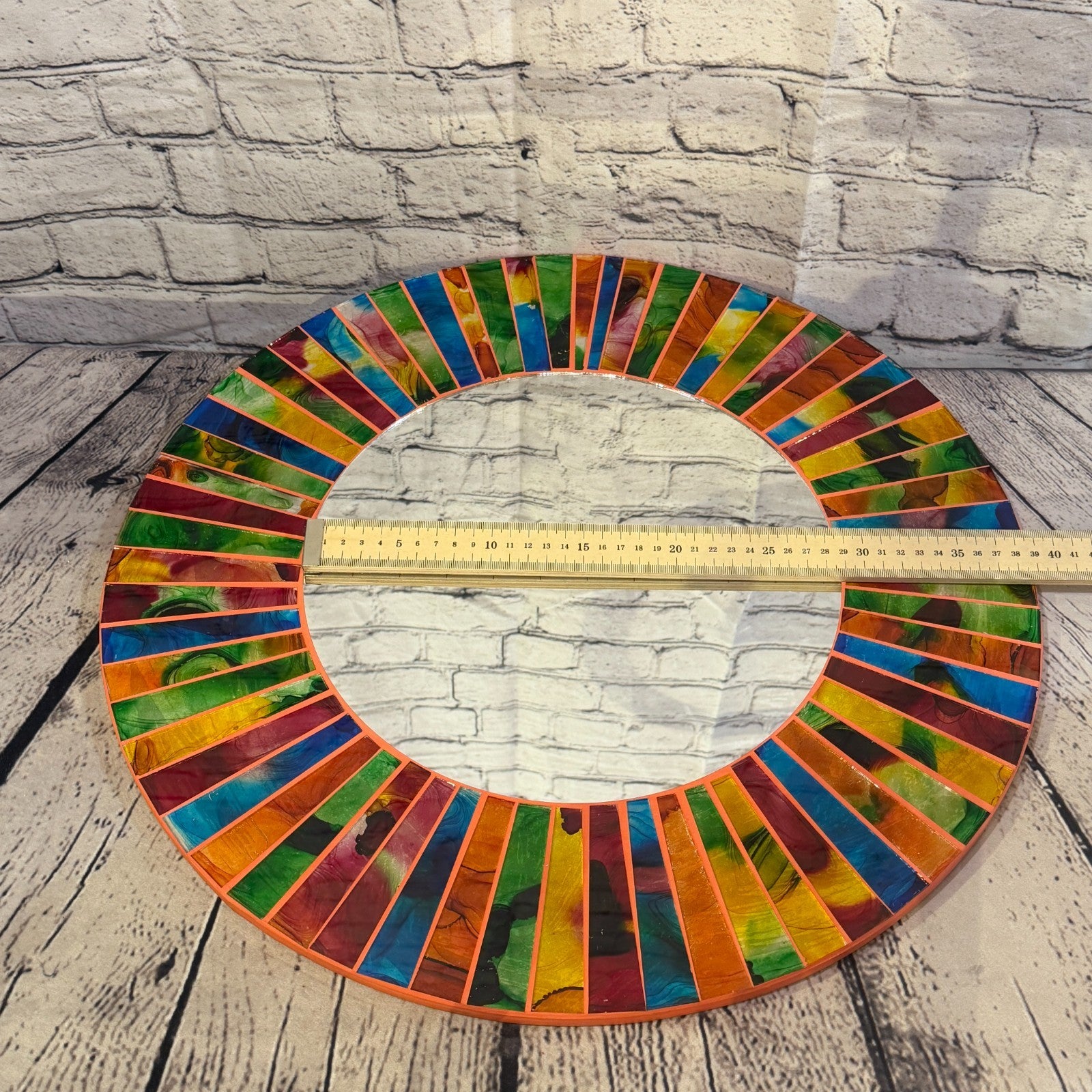Rainbow Line Terracotta Mosaic Tile Wall Mirror 50cm x 50cm 20 Inches Handmade6