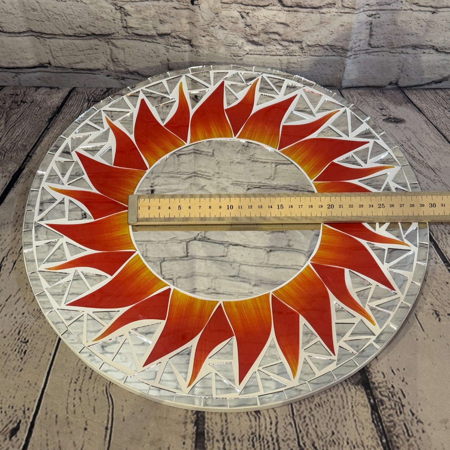 Red Sun Flame Mosaic Tile Wall Mirror 40cm x 40cm 16 Inches Handmade5