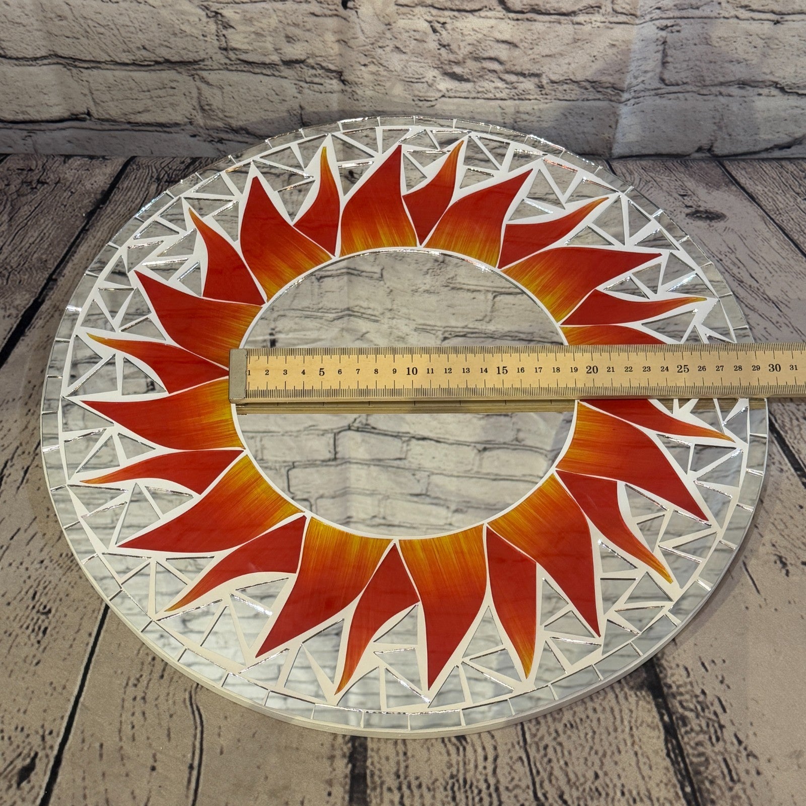 Red Sun Flame Mosaic Tile Wall Mirror 40cm x 40cm 16 Inches Handmade5
