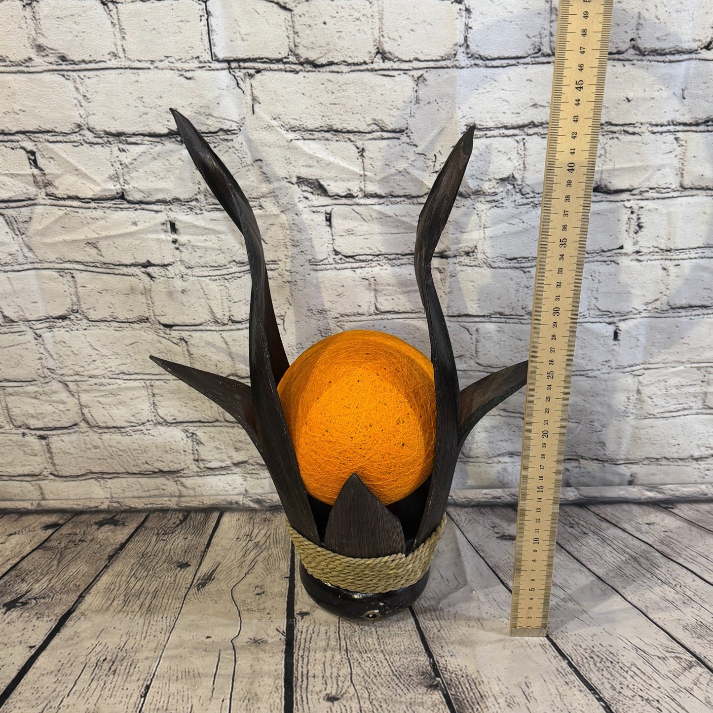 Orange Light Brown Natural 45cm Tall Leaf Lamp Twist LED UK Mains Plug Design 45