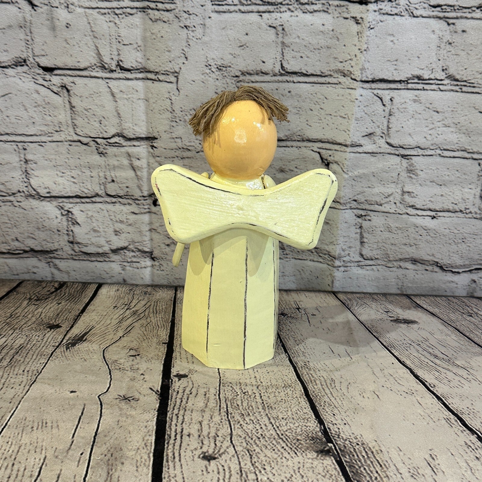 20cm x 8cm White Cream Angel Gold Heart Handcrafted Wood Xmas Christmas Ornament5