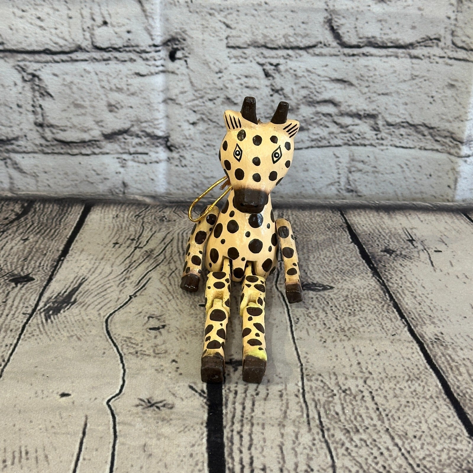 10cm Giraffe Sitting Animal, Wooden Shelf Ornament Handmade and Fairtrade1
