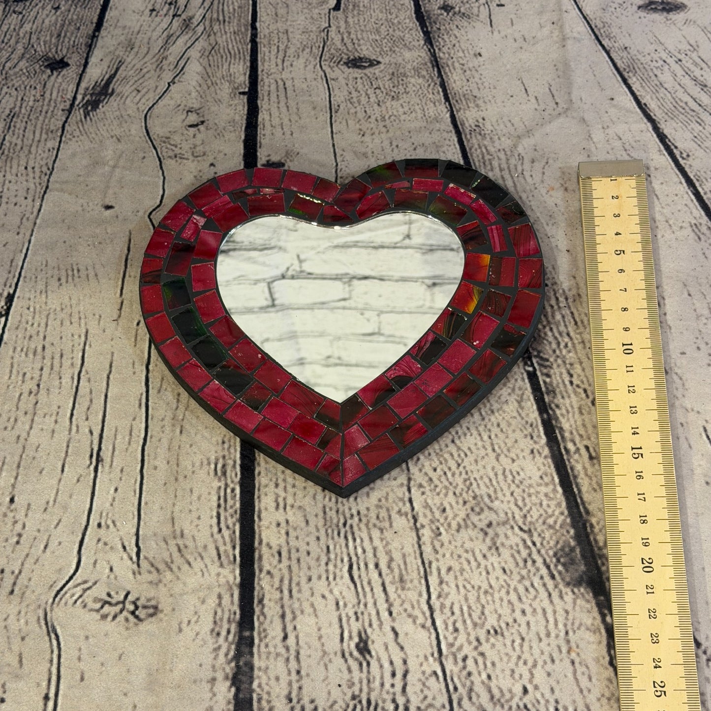 Red Heart Shape Mosaic Tile Wall Mirror 20cm x 15cm 8 Inches Handmade New5