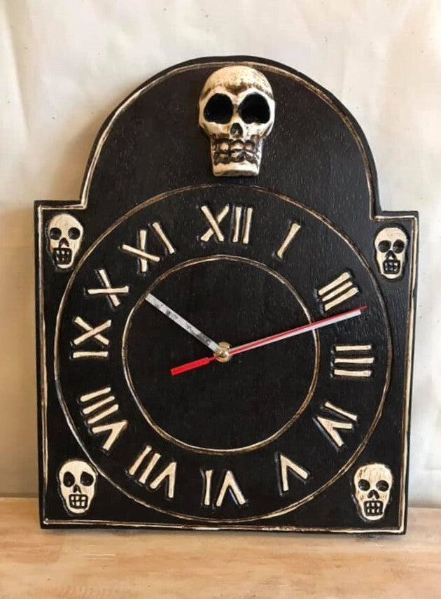 Skull & Crossbones Clock Pirate Sign Door Battery 35cm x 25cm Handmade3