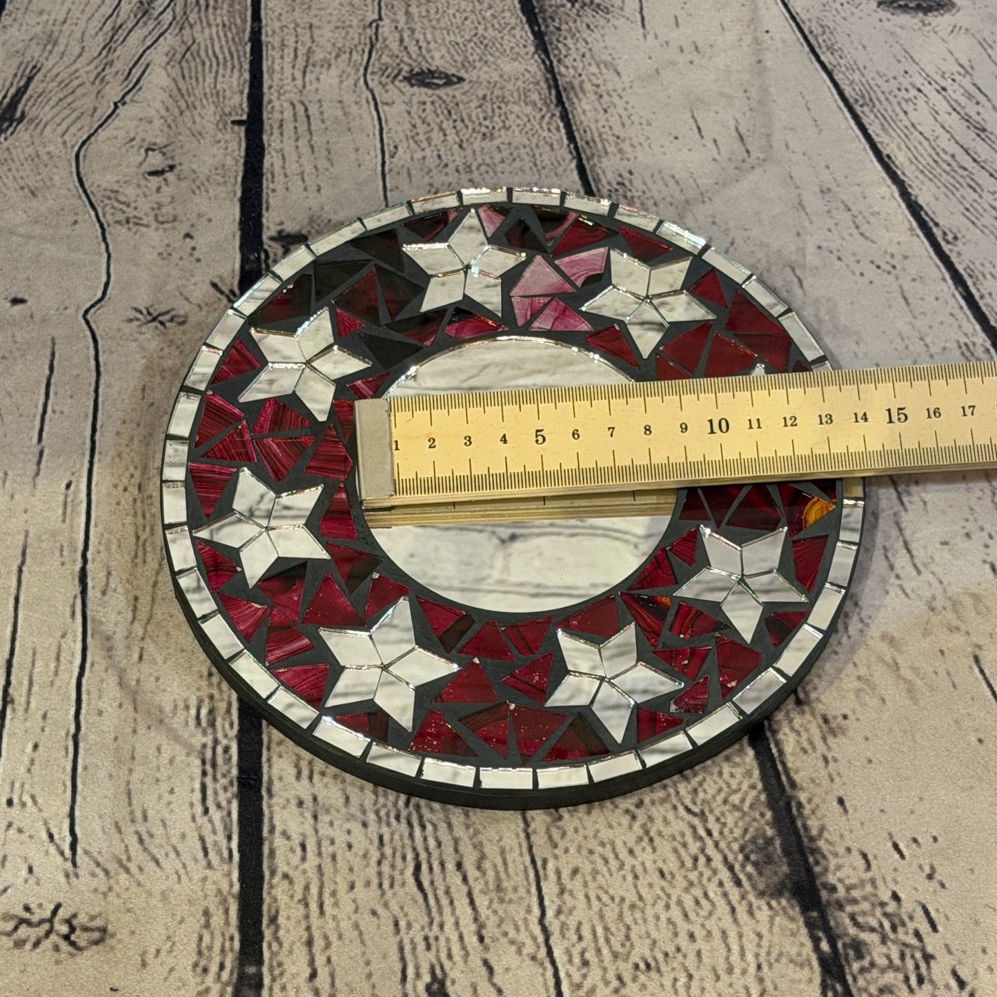 Red Star Black Mosaic Tile Wall Mirror 20cm x 20cm 8 Inches Handmade5