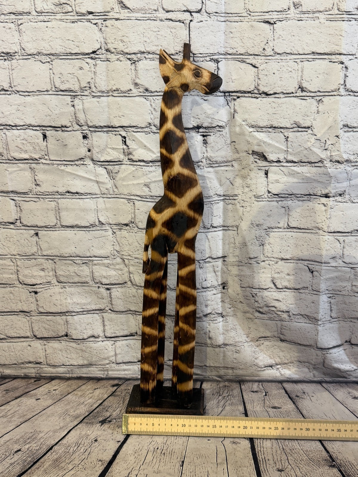 60cm Burnt Wooden Giraffe Standing Single Carved Solid Wood Giraffe Handmade6