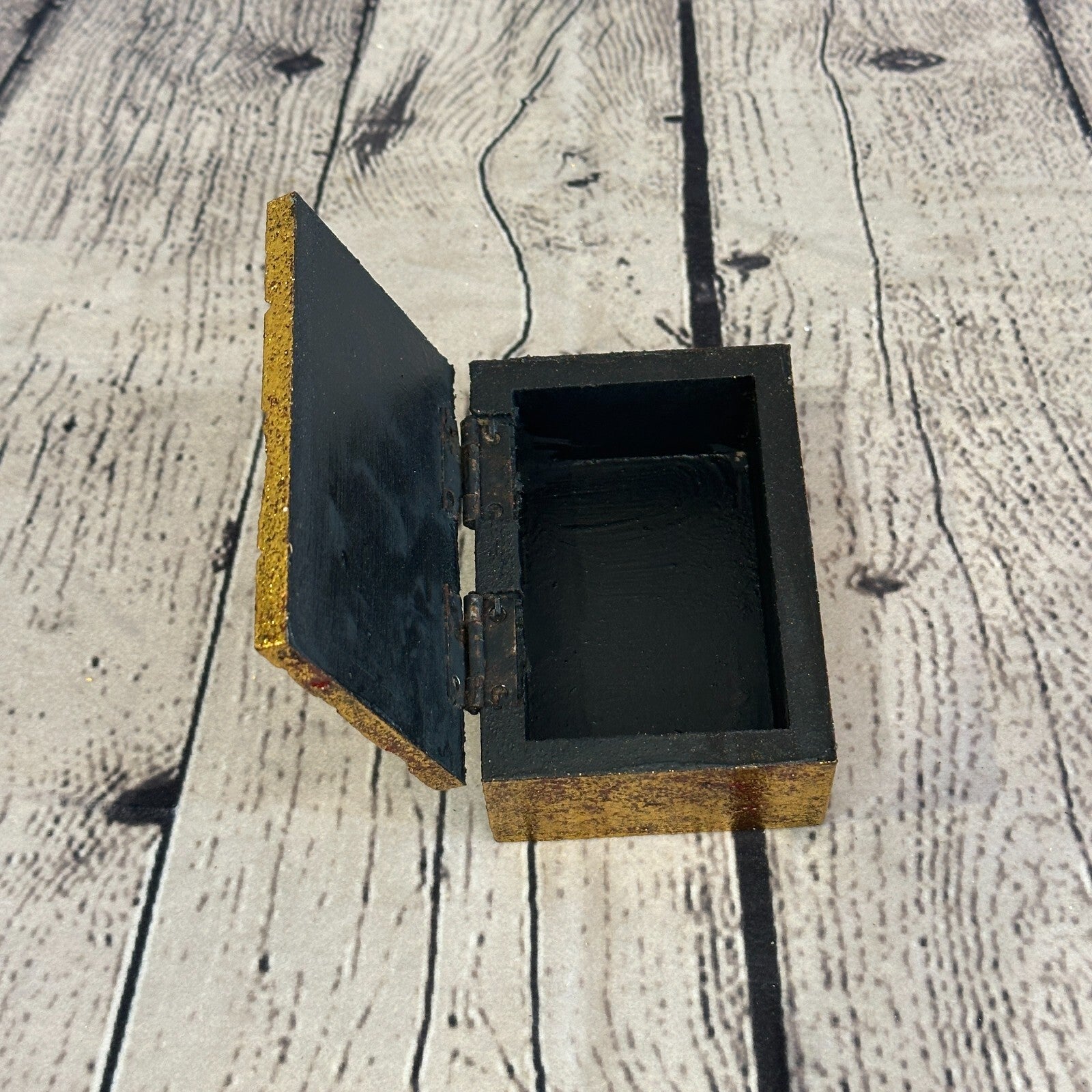 Bright Gold Thai Buddha Head Left 10cm x 7cm x 4cm Wooden Box Trinket Handmade3