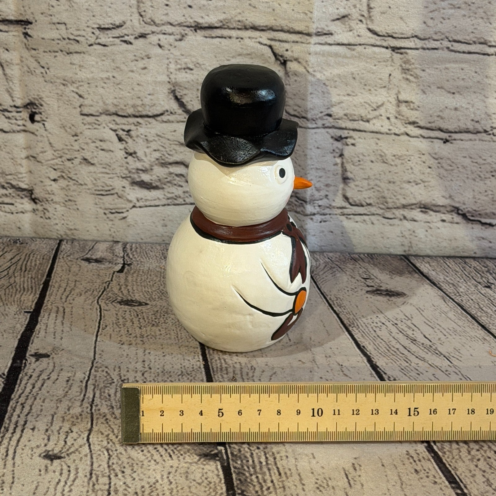15cm x 10cm Black Top Hat Snowman Handcrafted Wood Xmas Christmas Ornament7