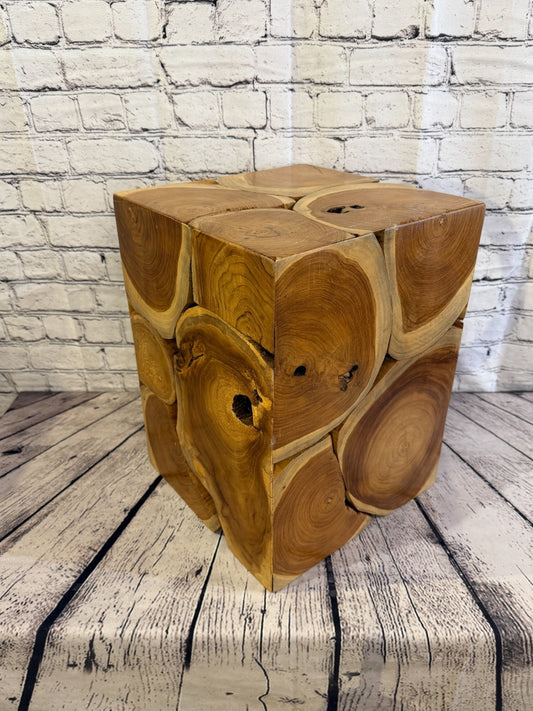 40cm x 30cm x 30cm Wooden Teak Wood Slice Cube Table Sculpture Root Ornament0