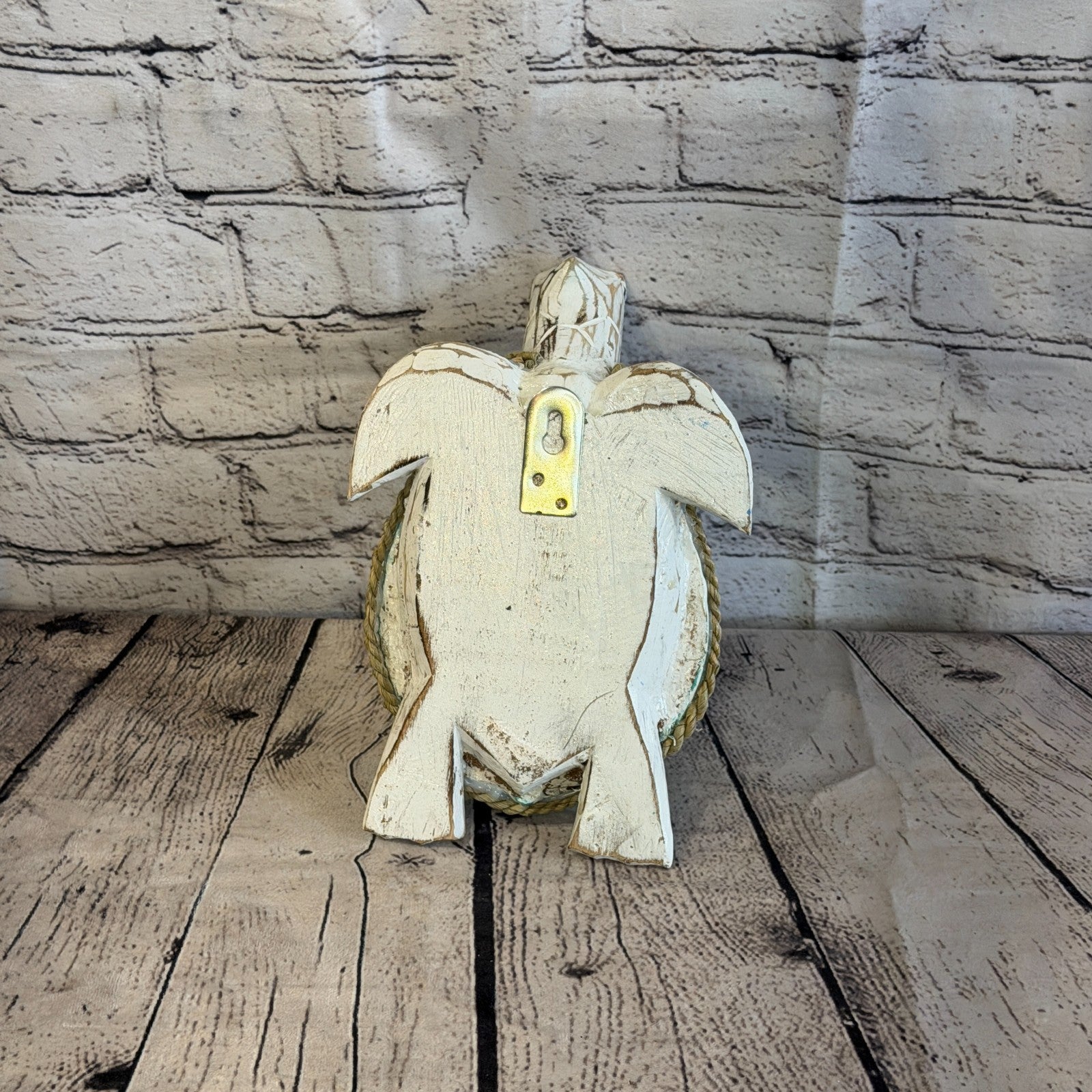 White Body Green Folk Art Painted Turtle Coconut Shell Ornaments Hanging Decor8