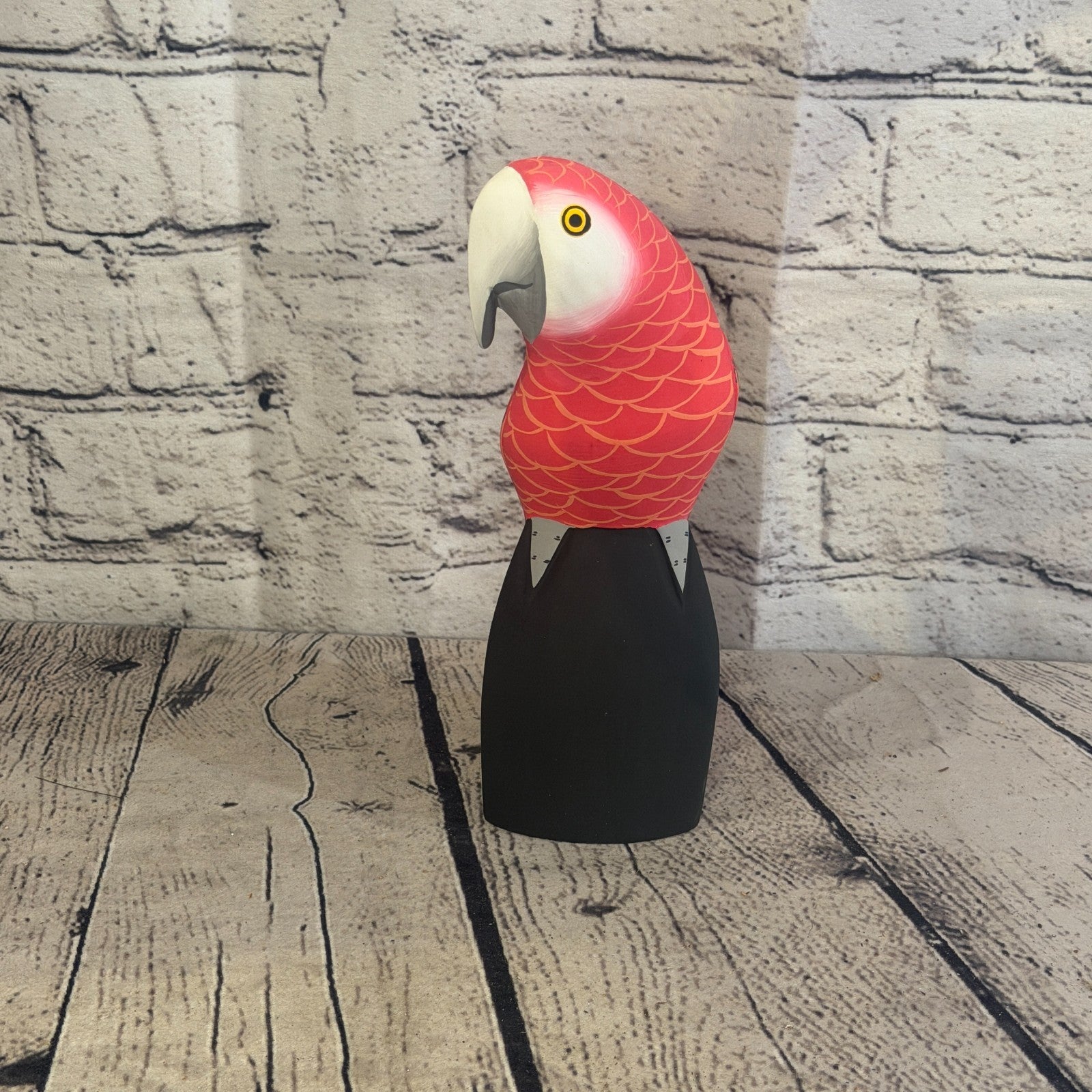 20cm Bright Red Parrot Bird Ornament Statue Fair Trade Hand Made Carved Wood2