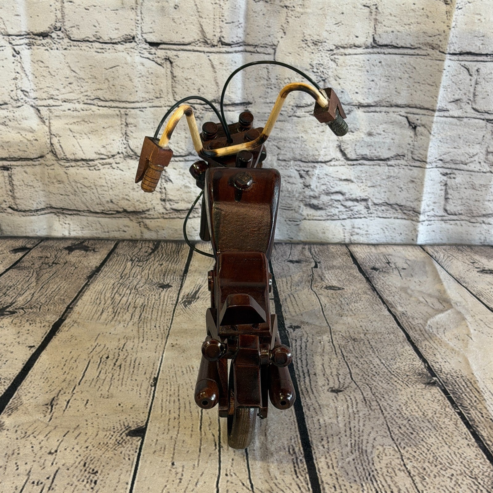 35cm Large Dark Wood Motorbike Motorcycle Model Wooden Ornament Decorative Bike4