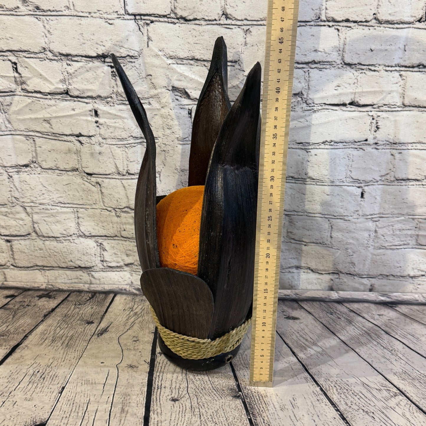 Orange Light Brown Natural 45cm Tall Leaf Lamp Twist LED UK Mains Plug Design 23