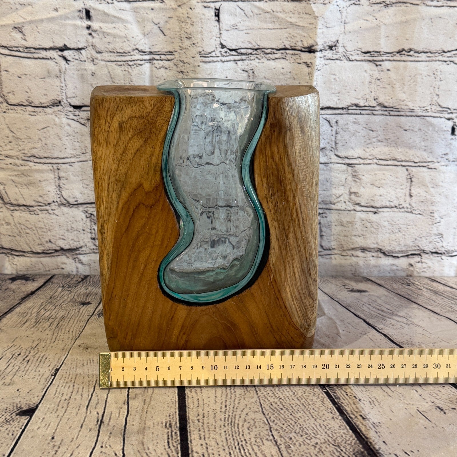 25cm Tall Block Vase Colour Melted Glass Wood Decorative Vase Glass Sculpture6