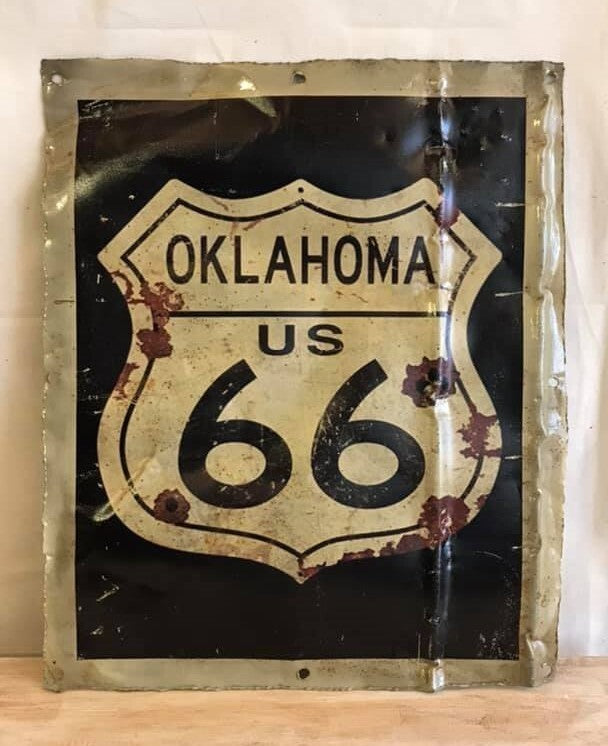 Route 66 OK Poster Advert Wall Plaque 42cm x 36cm Vintage Retro Tin Sign0