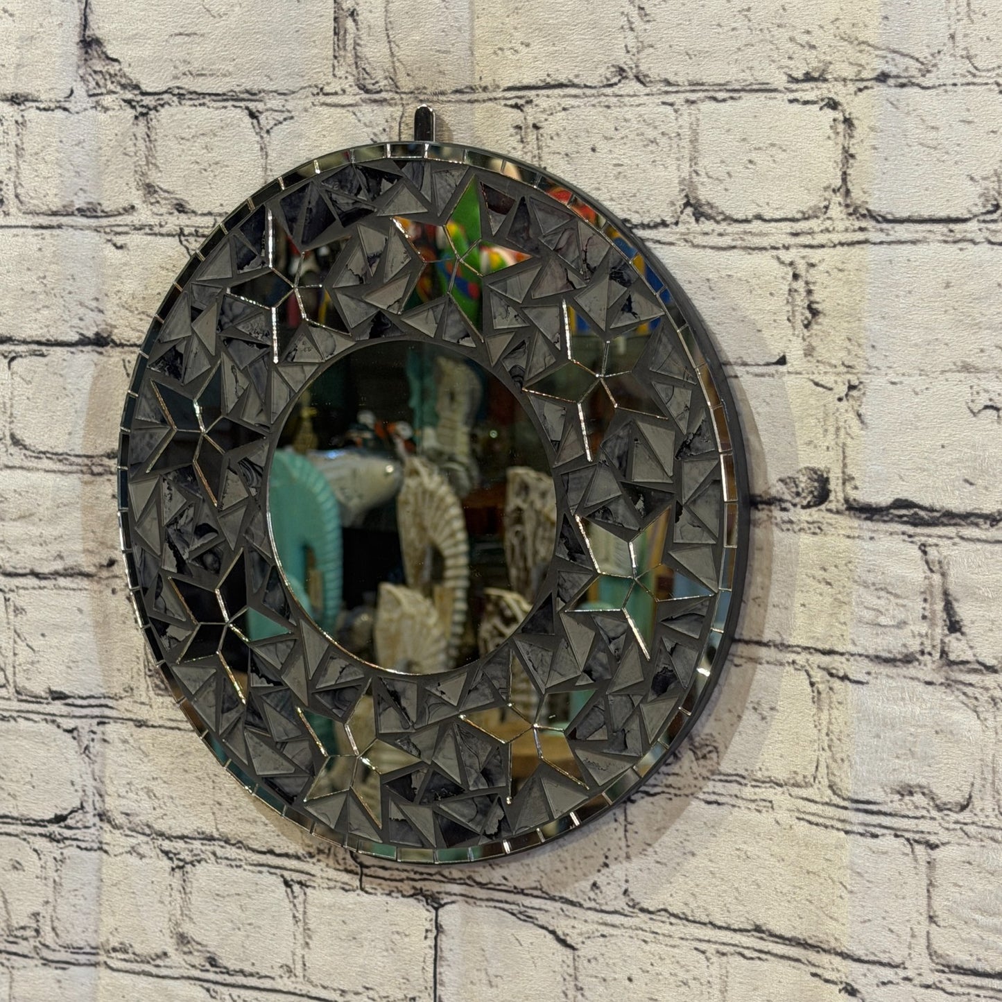 Grey Black Star Black Mosaic Tile Wall Mirror 30cm x 30cm 12 Inches Handmade1